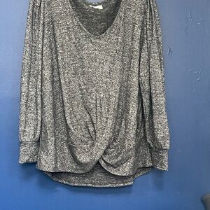 Maurices Heathered Gray Twist Front Blouse